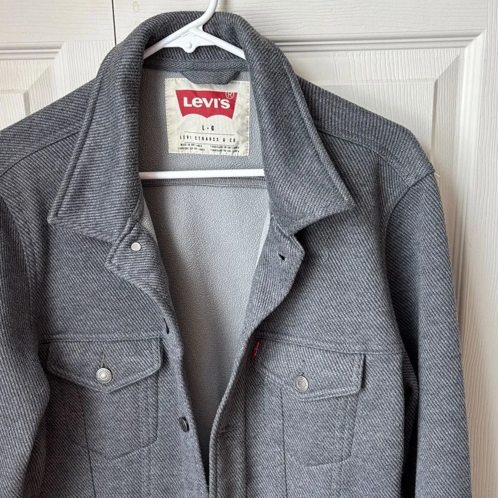 Levi's men’s softshell trucker Charcoal Men's Shirt Jacket Shacket large EUC - Picture 4 of 10